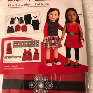 Simplicity Doll Clothes Sewing Kit - Red and Black